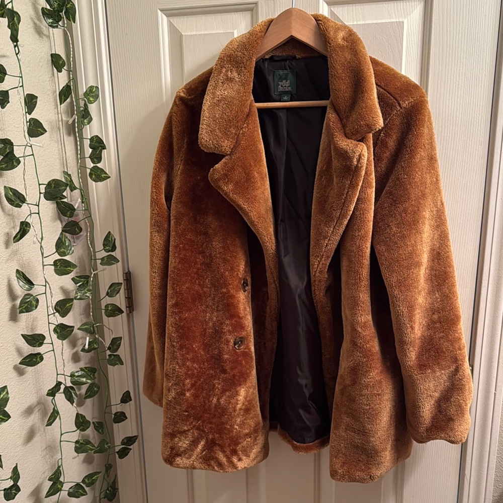 Luxurious Brown Faux Fur Coat